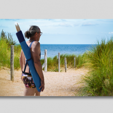 Paravent de plage bleu clair et bleu foncé pliable et portable