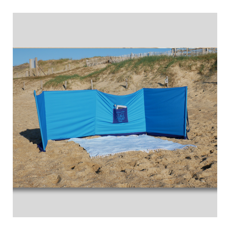 Paravent de plage portable en bois et tissu