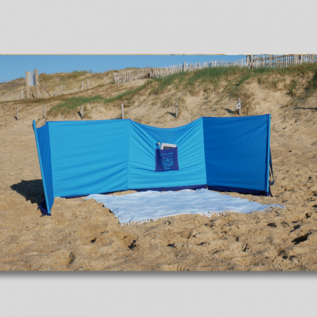 Paravent de plage portable en bois et tissu