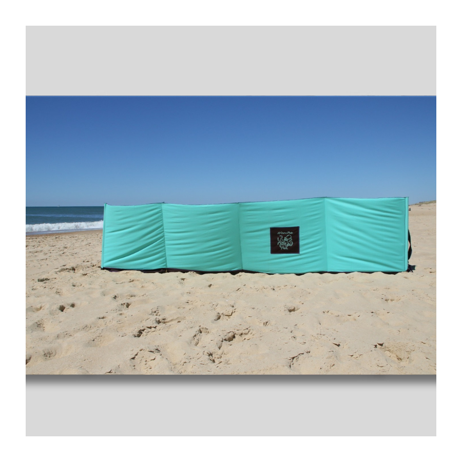 Paravent de plage en bois et tissu - 4 panneaux, portable et pliable.